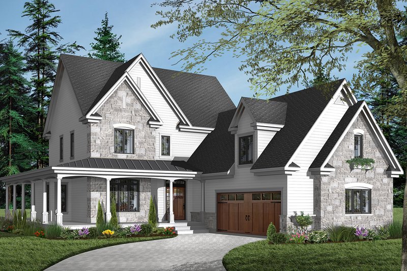 Architectural House Design - Exterior - Front Elevation 4 for Farmhouse House Plan #23-587 - 4 bed, 2.5 bath