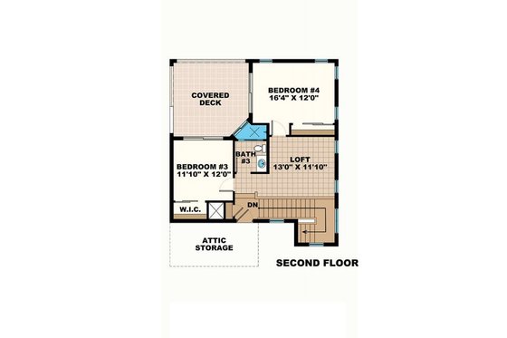 Floor Plan - Upper Floor for Mediterranean House Plan #27-552 - 4 bed, 3.5 bath