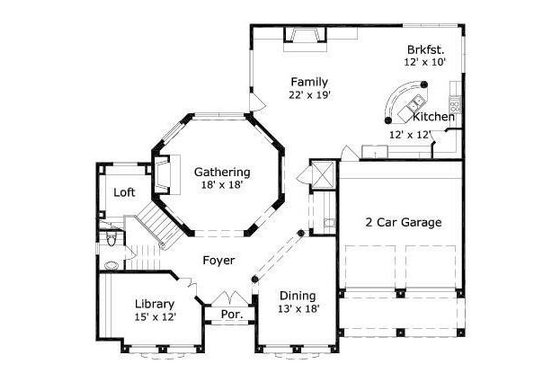 Floor Plan - Main Floor for European House Plan #411-319 - 3 bed, 4.5 bath