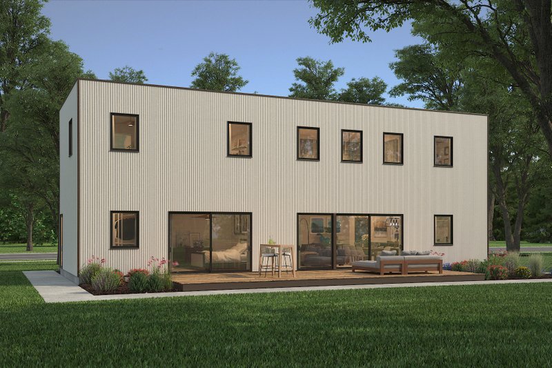Architectural House Design - Exterior - Rear Elevation 4 for Modern House Plan #497-18 - 3 bed, 2.5 bath