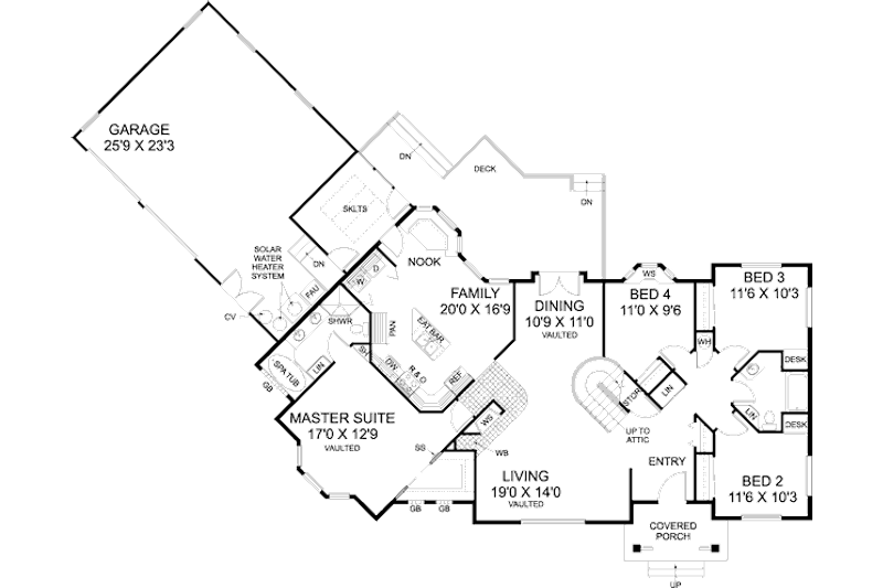 House Plan Design - Floor Plan - Main Floor for Traditional House Plan #60-228 - 4 bed, 2 bath