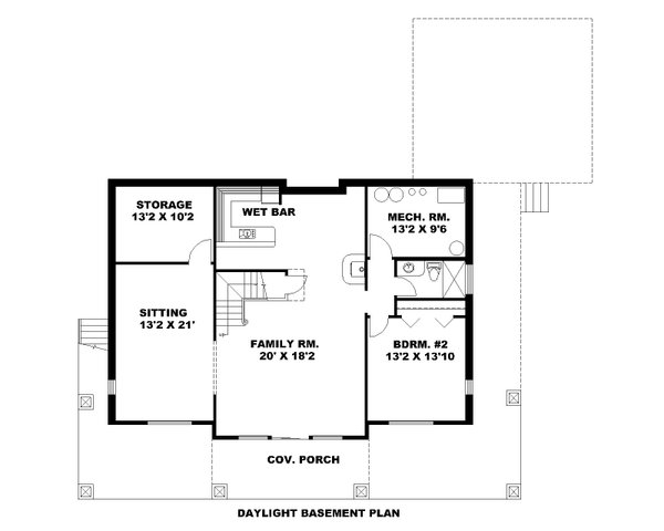 House Blueprint - Floor Plan - Lower Floor for Craftsman House Plan #117-1090 - 2 bed, 3 bath