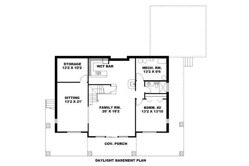 House Blueprint - Floor Plan - Lower Floor for Craftsman House Plan #117-1090 - 2 bed, 3 bath