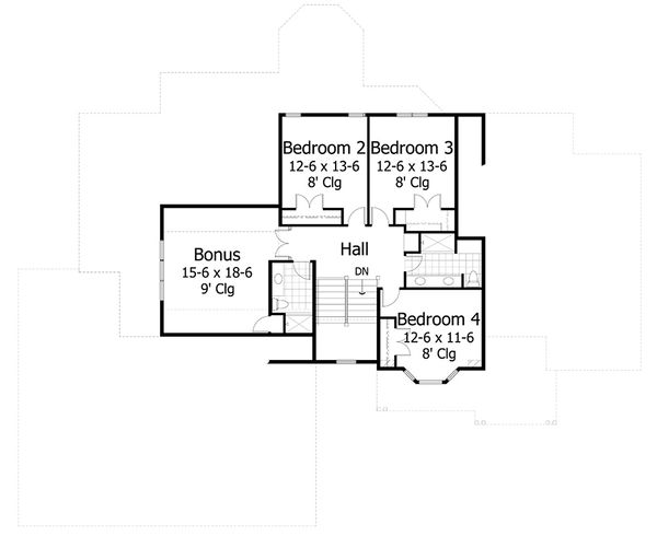 Craftsman Floor Plan - Upper Floor Plan #51-556