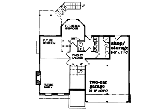 Floor Plan - Lower Floor for Traditional House Plan #47-344 - 3 bed, 2 bath