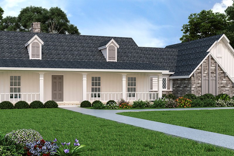 Architectural House Design - Country Exterior - Front Elevation Plan #45-115