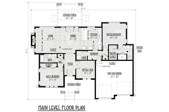 Floor Plan - Main Floor 1 for Craftsman House Plan #1088-10 - 2 bed, 2 bath