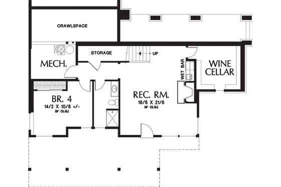 Lower floor plan - 3150 square foot craftsman home