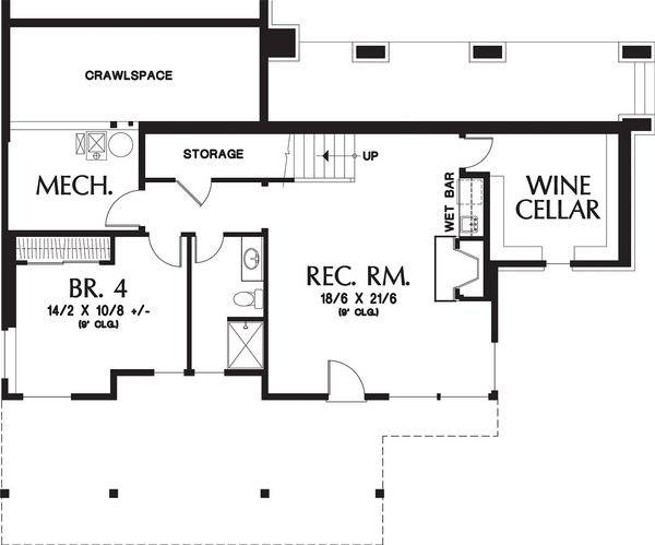 Architectural House Design - Lower floor plan - 3150 square foot craftsman home