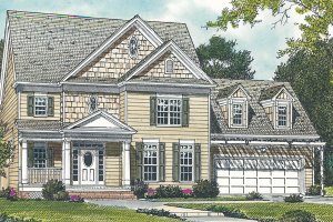 Exterior - Front Elevation 3 for Colonial House Plan #453-77 - 3 bed, 2.5 bath