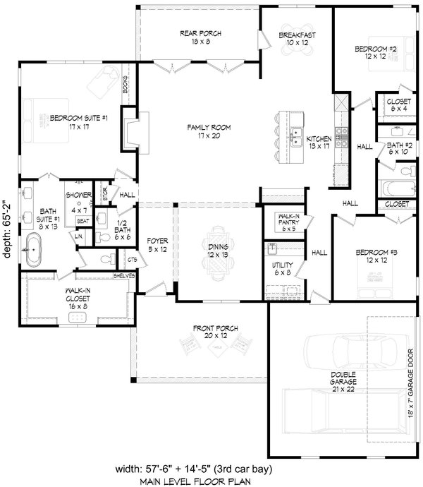 Country Floor Plan - Main Floor Plan #932-1207