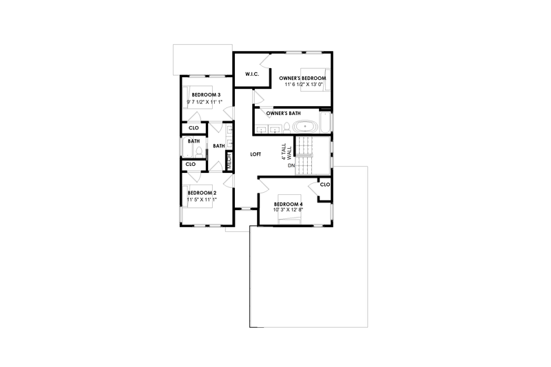 Home Plan - Floor Plan - Upper Floor for Contemporary House Plan #1129-3 - 4 bed, 2.5 bath