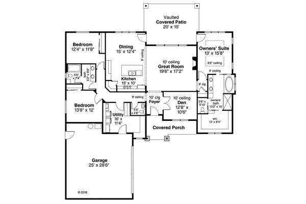 House Blueprint - Ranch Floor Plan - Main Floor Plan #124-1146