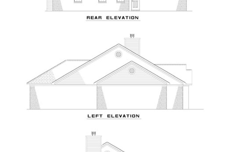 Dream House Plan - Exterior - Rear Elevation for Country House Plan #17-3215 - 3 bed, 2 bath