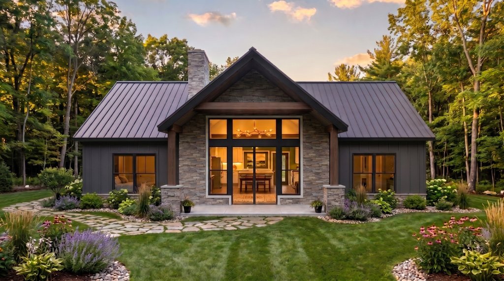 Exterior - Front Elevation 2 for Cabin House Plan #1089-77 - 2 bed, 2 bath