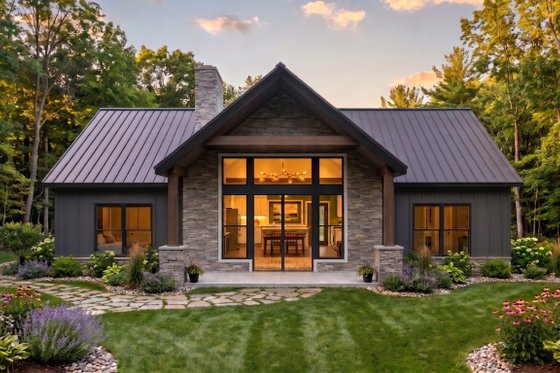 Exterior - Front Elevation for Cabin House Plan #1089-77 - 2 bed, 2 bath