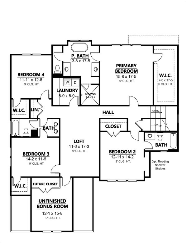 Craftsman Floor Plan - Upper Floor Plan #1080-21