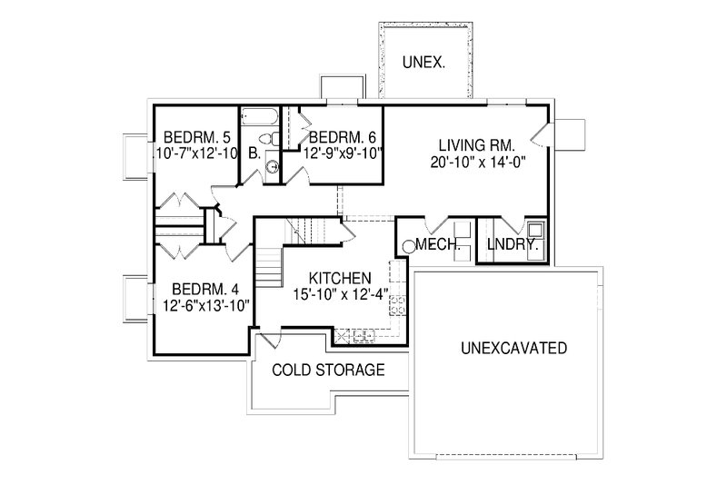 House Blueprint - Floor Plan - Lower Floor for Traditional House Plan #920-11 - 6 bed, 3.5 bath