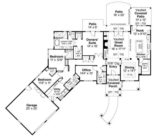 Craftsman Floor Plan - Main Floor Plan #124-1113