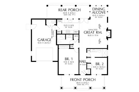 Floor Plan - Main Floor for Cottage House Plan #48-1150 - 2 bed, 2 bath