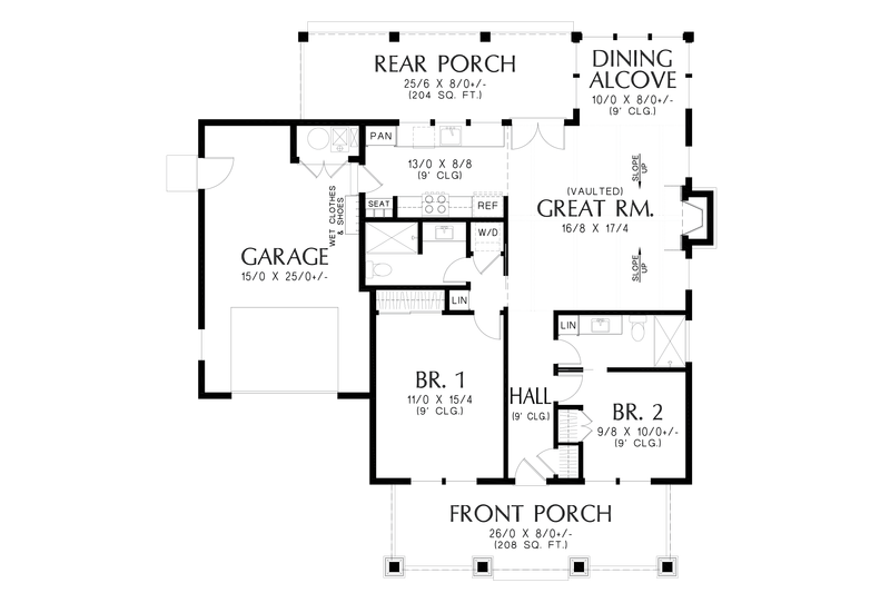 Dream House Plan - Floor Plan - Main Floor for Cottage House Plan #48-1150 - 2 bed, 2 bath