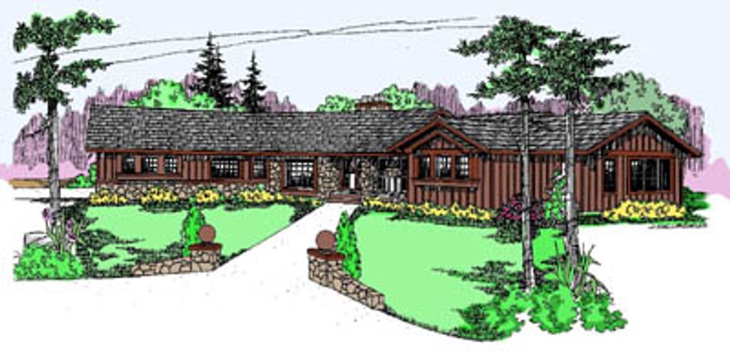 Ranch Style House Plan - 4 Beds 3 Baths 3417 Sq/Ft Plan #60-127