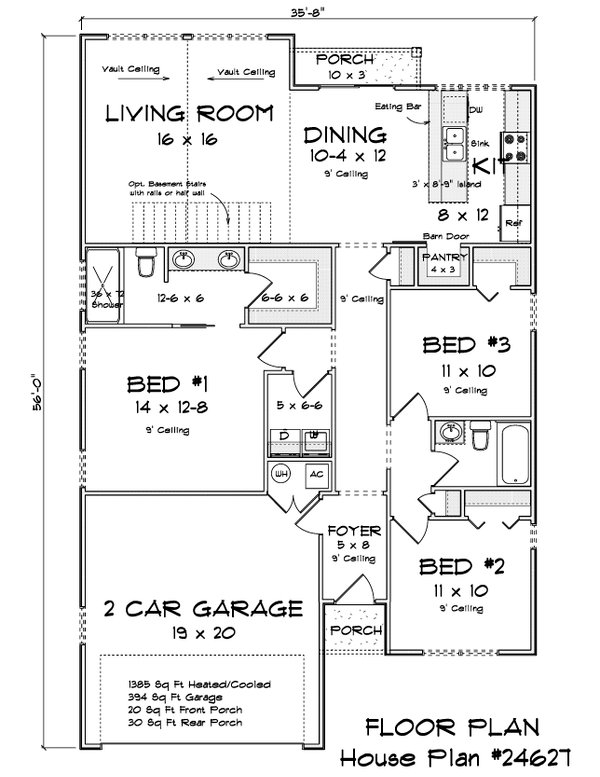 House Blueprint - Cottage Floor Plan - Main Floor Plan #513-2420