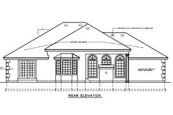 Exterior - Rear Elevation for European House Plan #92-101 - 3 bed, 2 bath