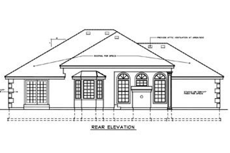 Home Plan - Exterior - Rear Elevation for European House Plan #92-101 - 3 bed, 2 bath