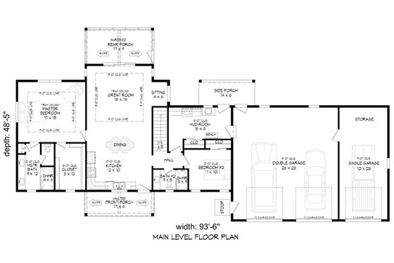 Floor Plan - Main Floor for Country House Plan #932-1359 - 2 bed, 2 bath