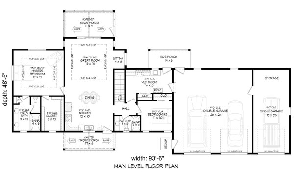 House Blueprint - Country Floor Plan - Main Floor Plan #932-1359