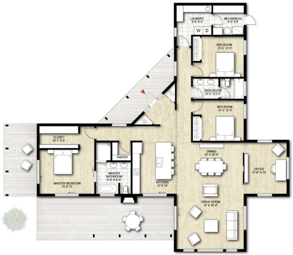 House Blueprint - Contemporary Floor Plan - Main Floor Plan #924-1