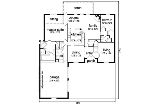 Floor Plan - Main Floor for European House Plan #84-414 - 5 bed, 4 bath