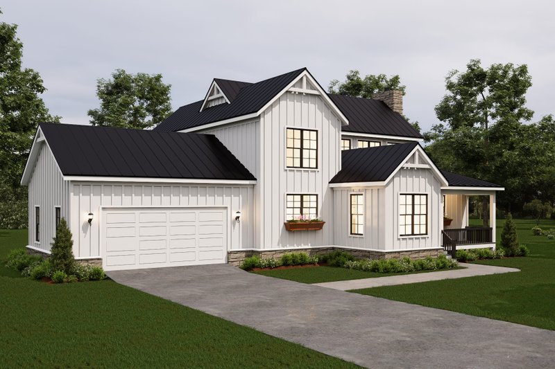 House Blueprint - Exterior - Front Elevation 3 for Farmhouse House Plan #932-1429 - 3 bed, 2.5 bath