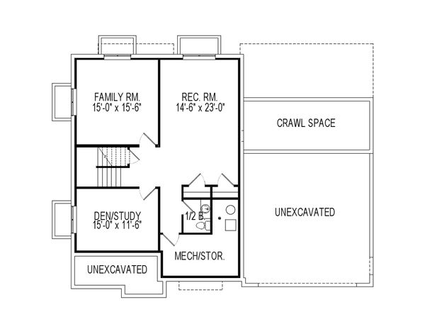 Craftsman Floor Plan - Lower Floor Plan #920-75