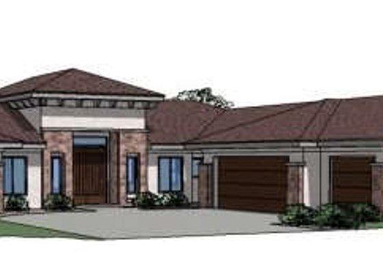 Exterior - Front Elevation for Mediterranean House Plan #24-262 - 5 bed, 2.5 bath