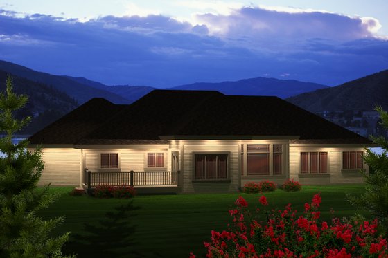 Exterior - Rear Elevation for Ranch House Plan #70-1121 - 3 bed, 2.5 bath