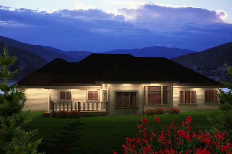 Dream House Plan - Exterior - Rear Elevation for Ranch House Plan #70-1121 - 3 bed, 2.5 bath
