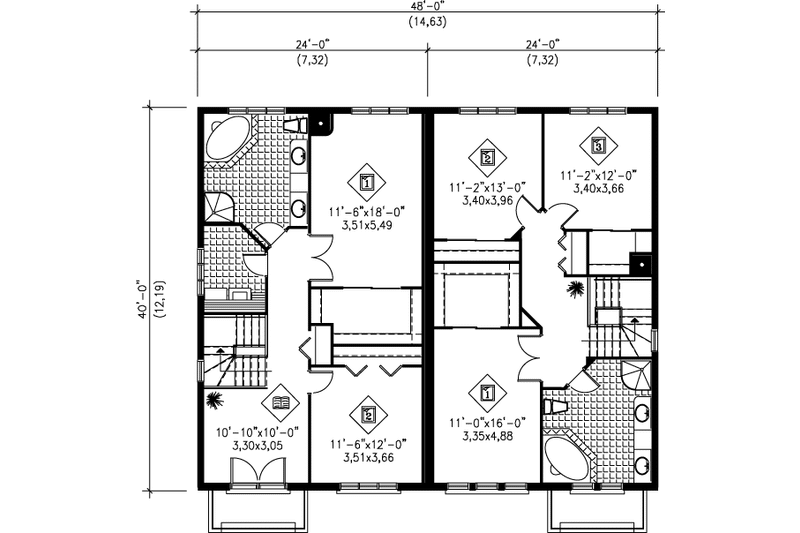 House Plan Design - Floor Plan - Upper Floor for Colonial House Plan #25-347 - 2 bed, 1.5 bath