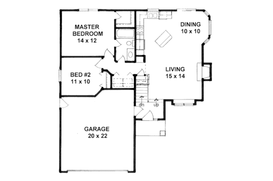 Floor Plan - Main Floor for Traditional House Plan #58-201 - 2 bed, 1 bath