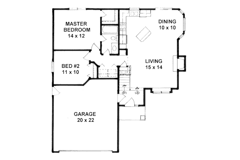House Blueprint - Floor Plan - Main Floor for Traditional House Plan #58-201 - 2 bed, 1 bath