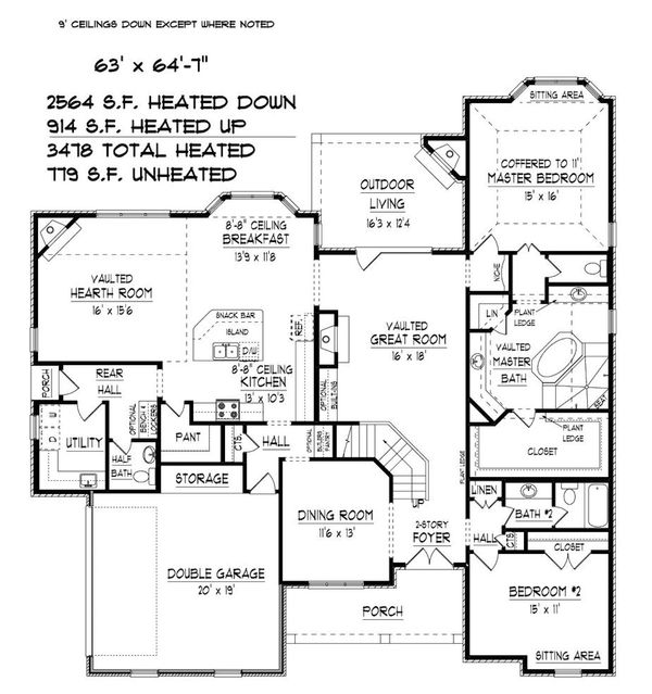 Traditional Floor Plan - Main Floor Plan #424-426