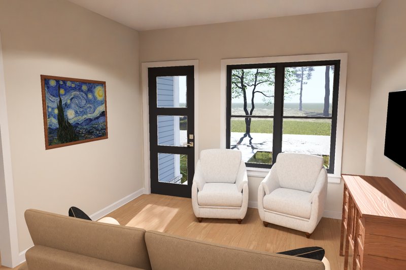 House Blueprint - Interior - Family Room 1 for Modern House Plan #513-2452 - 2 bed, 1 bath
