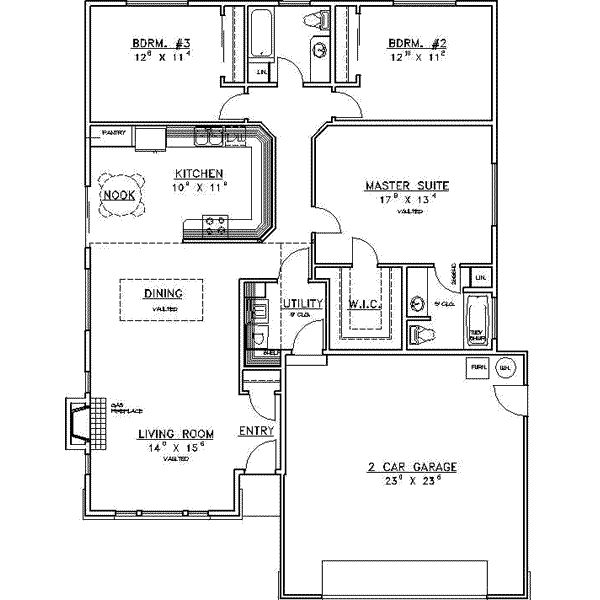 Dream House Plan - Floor Plan - Main Floor for Traditional House Plan #117-333 - 3 bed, 2 bath