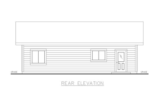 Exterior - Rear Elevation for Bungalow House Plan #117-1016 - 2 bed, 2 bath