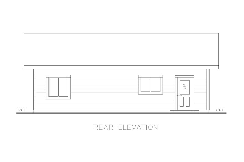 Home Plan - Exterior - Rear Elevation for Bungalow House Plan #117-1016 - 2 bed, 2 bath