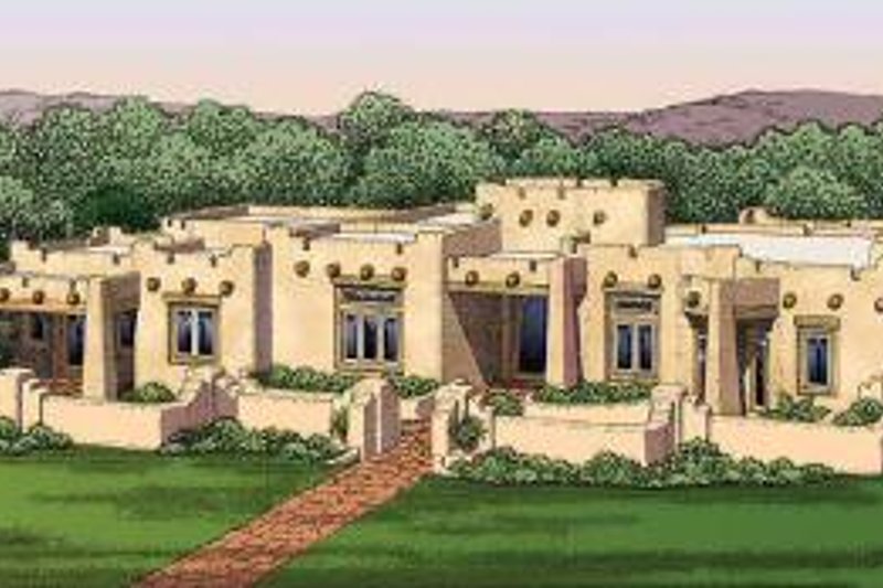 House Blueprint - Adobe / Southwestern Exterior - Other Elevation Plan #72-482