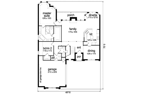 Floor Plan - Main Floor for European House Plan #84-338 - 4 bed, 3 bath