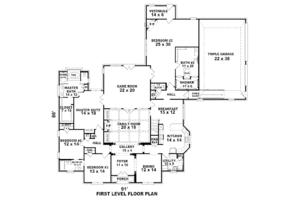 Floor Plan - Main Floor for European House Plan #81-13841 - 5 bed, 4.5 bath