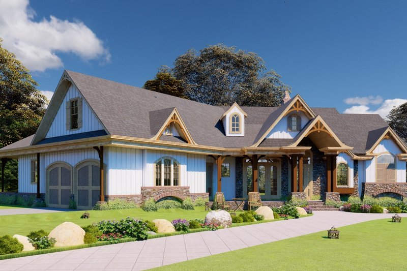 Home Plan - Exterior - Front Elevation 5 for Ranch House Plan #54-467 - 3 bed, 2.5 bath